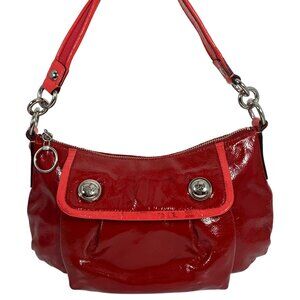 COACH Poppy Patent Leather Ruby Red Small Front Flap Pocket Shoulder Bag 13852